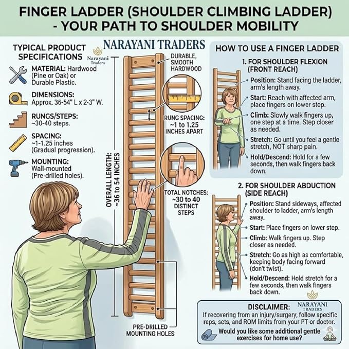 Premium Foldable Wooden Finger Ladder â€“ Physiotherapy ROM & Shoulder Rehab Exercise Tool image 3