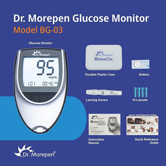 DR. MOREPEN GlucoOne Blood Glucose Monitor Model BG 03 with 25 Strips image 2