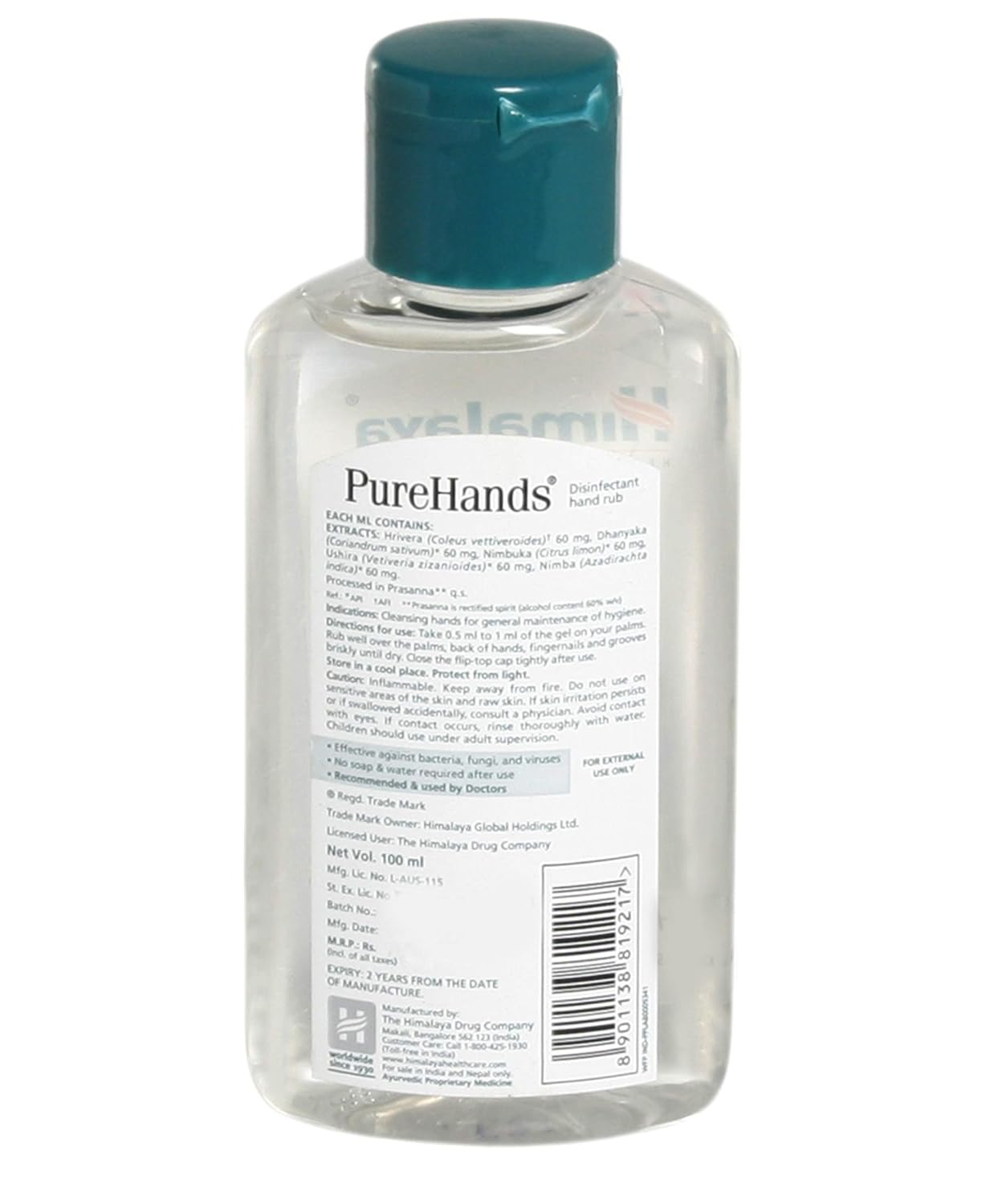 Himalaya PureHands Hand Sanitizer 100 ml â€“ Germ Protection Gel image 2