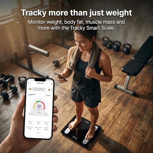 Tracky Smart BMI Digital Weight Scale â€“ Body Fat & Body Composition Analyzer with App Sync image 3