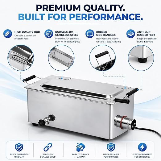 Stainless Steel Electric Dry Heat Sterilizer Box 16x6x4 Inch for Salon & Dental Tools image 3