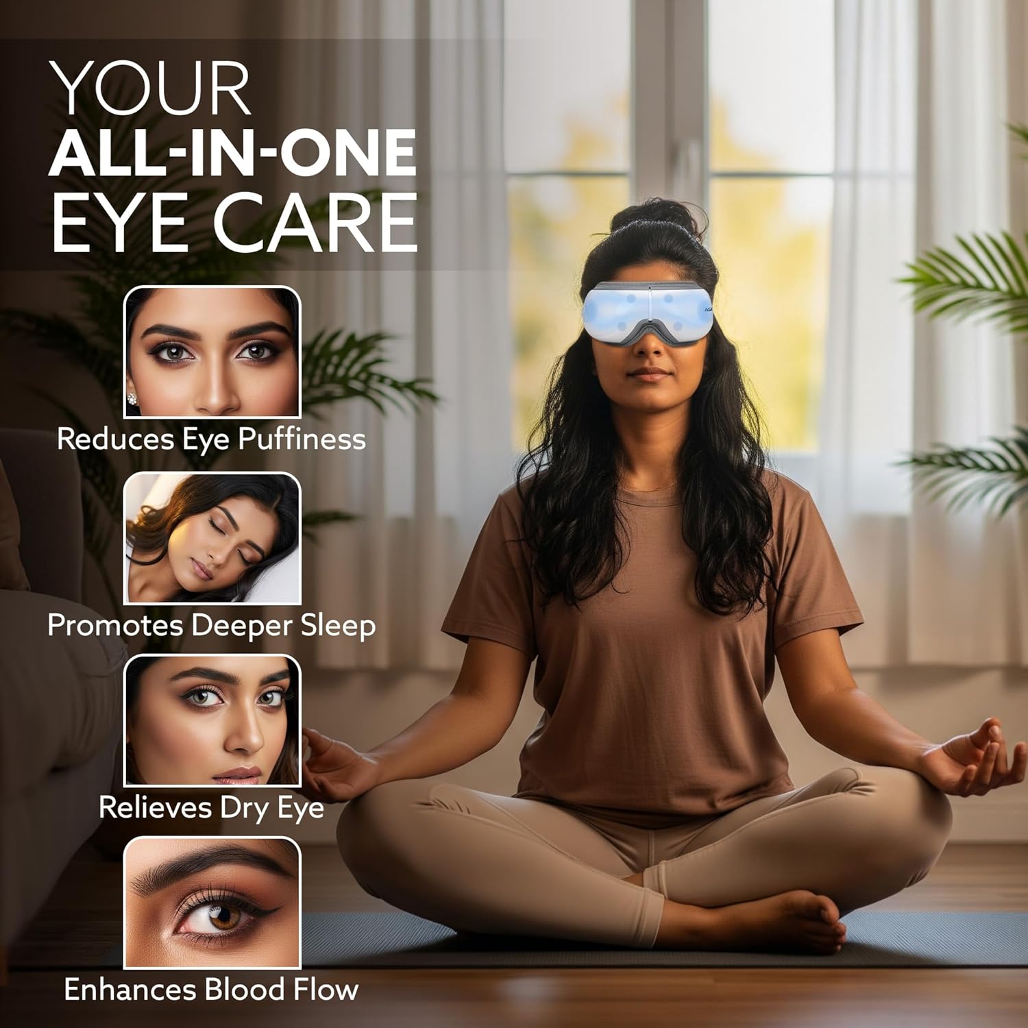 AGARO Supreme Eye Massager with Heat & Air Compression, Bluetooth Music, 5 Modes image 2