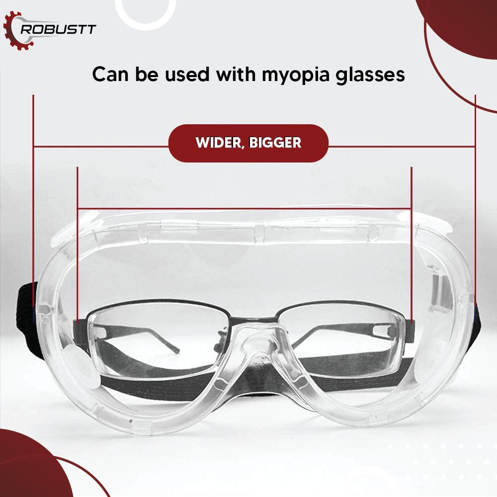 Robustt Chemical Safety Goggles with Anti-Fog Lens & Adjustable Strap image 3