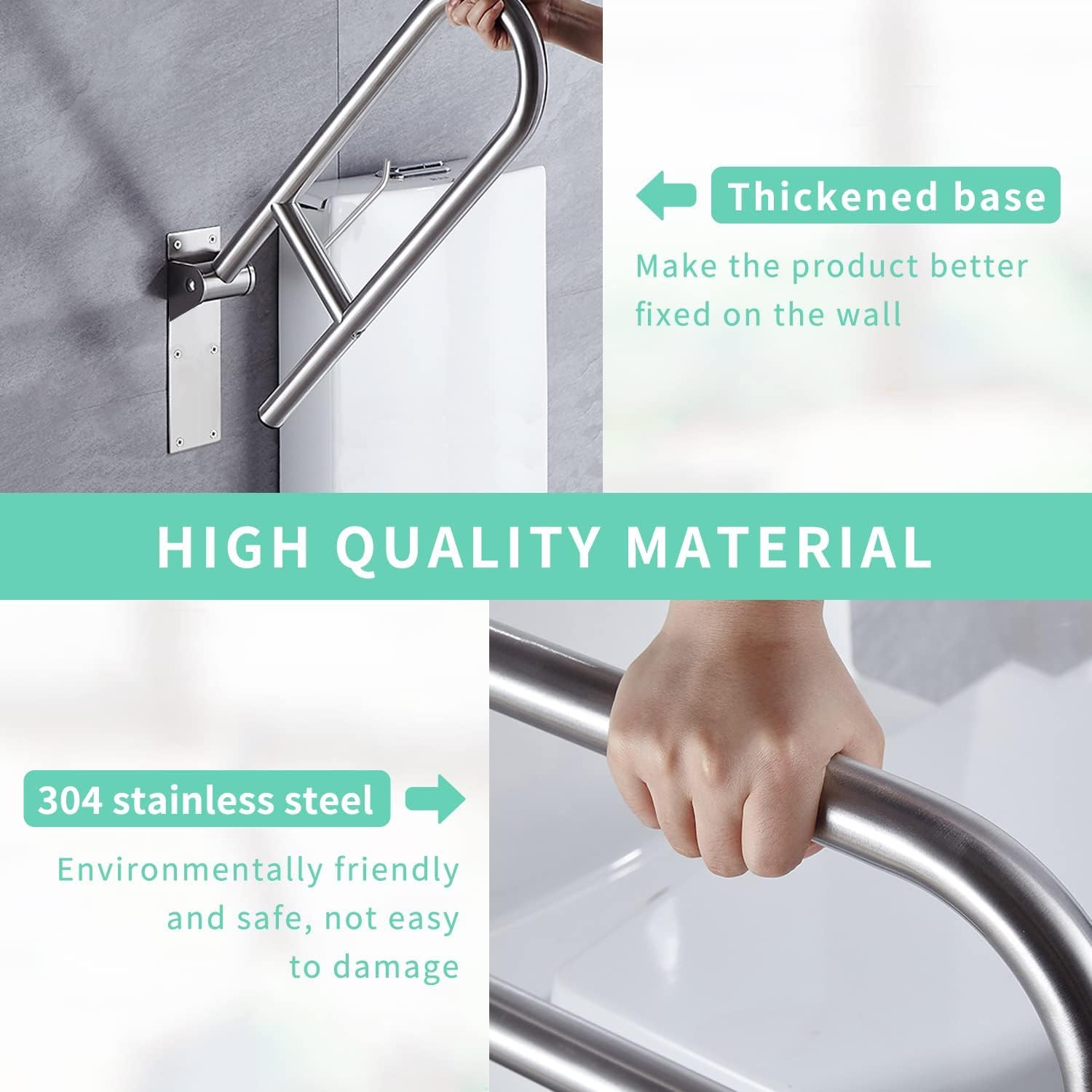 ANATOMIX 32mm Stainless Steel Toilet Safety Grab Rail for Senior Citizens image 2
