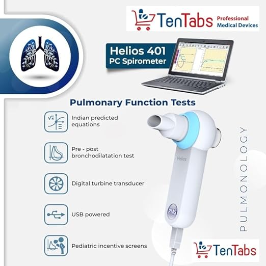 enTabs RMS Helios 401 Portable PC Spirometer with Advanced PFT Analysis image 2