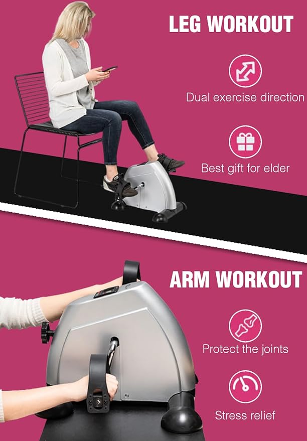 Voroly VR-70MINIBIK-SILVER Mini Pedal Exercise Cycle for Physiotherapy image 3