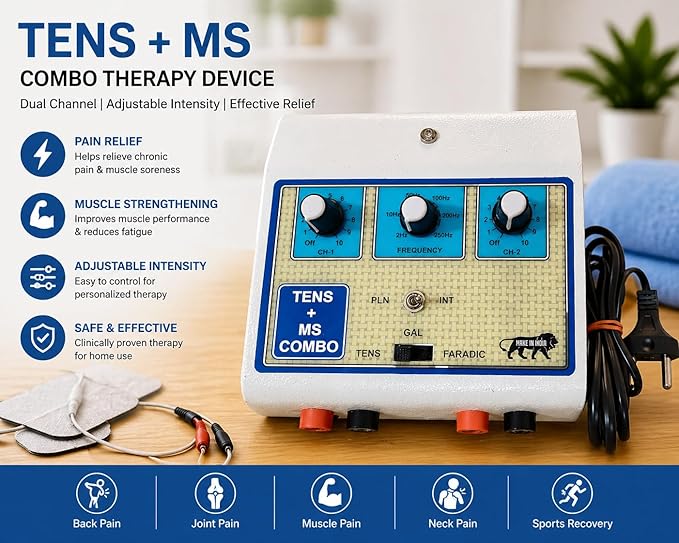 Mini TENS & Muscle Stimulator Combo Machine for Pain Relief Physiotherapy image 2