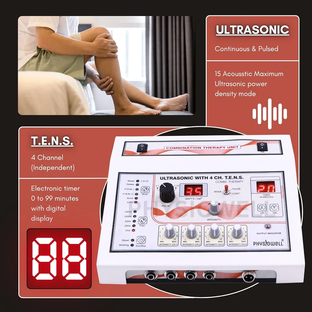 PhysioWell Ultrasound Therapy Machine with 4 Channel TENS image 2