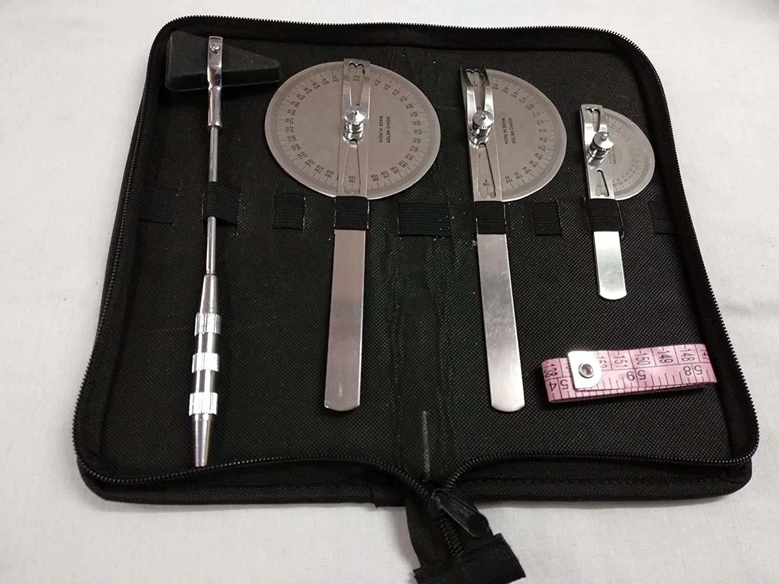 ARINEO Stainless Steel Medical Goniometer Set with Reflex Hammer & Measuring Tape image 2