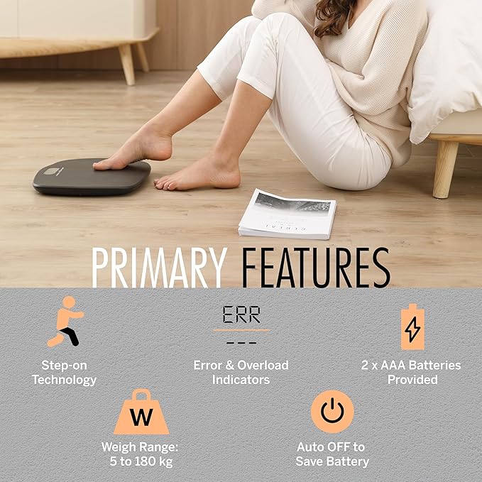 HealthSense PS 126 Ultra-Lite Digital Body Weight Scale â€“ Step-On Bathroom Weighing Machine image 3