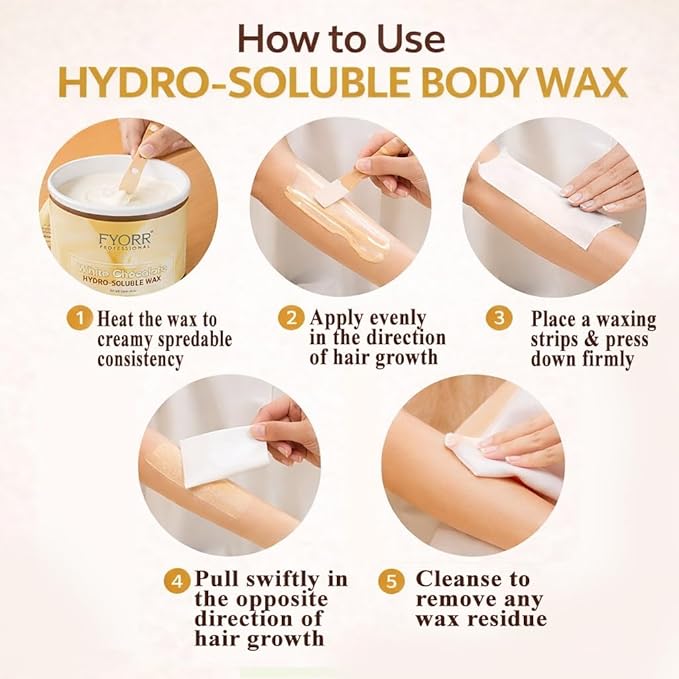 White Chocolate Body Hair Removal Wax with Strips â€“ Hydrosoluble Smooth Finish Wax (800 ml) image 3