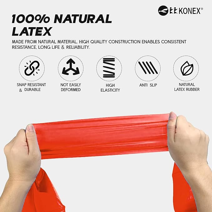 Konex Resistance Thera Band (Red, 4.5â€“7 kg) â€“ Yoga, Pilates & Fitness Exercise Band image 2